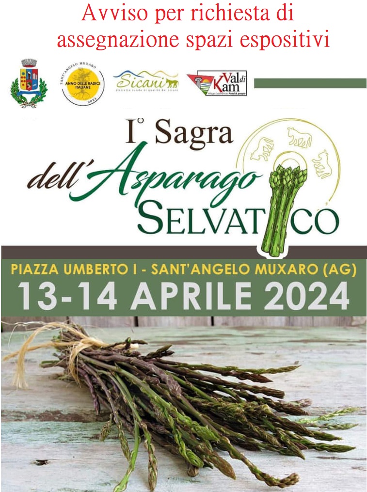 Avviso - richiesta assegnazione spazi espositivi “Prima Sagra dell’Asparago Selvatico” del 13-14 Aprile 2024