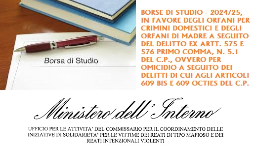 MINISTERO DELL'INTERNO - AVVISO BORSE DI STUDIO 2024/25