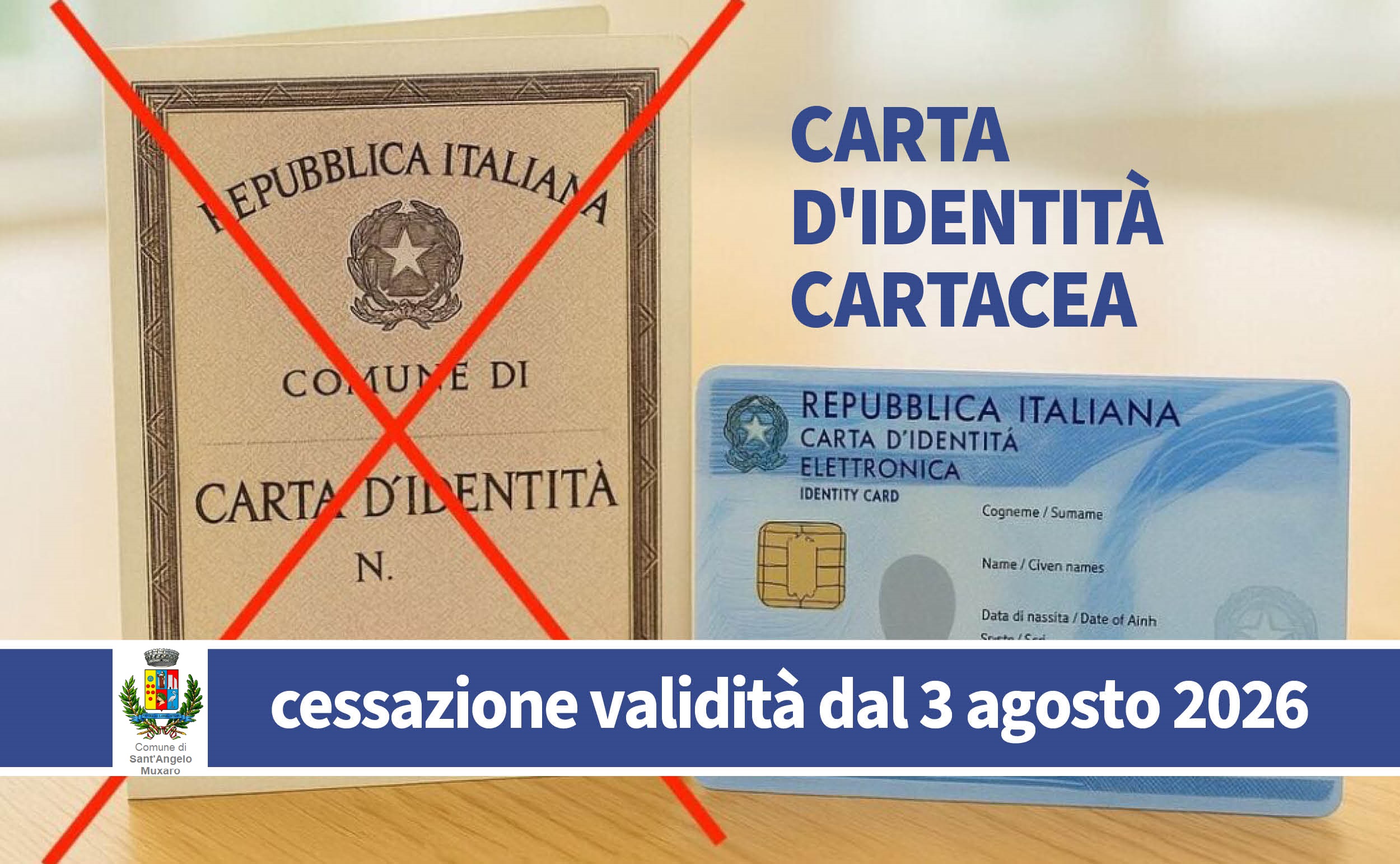 Cessazione validità Carta d’Identità cartacea al 03 Agosto 2026